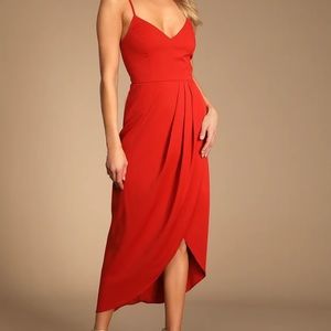 Lulu's Red Midi Dress